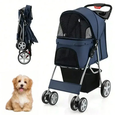 Amazing Folding Pet Stroller With Storage For Easy Travel