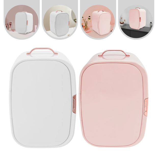 12L Beauty Fridge for Cosmetics Storage White Pink Compact Skincare Refrigerator Cooling and Heating for Makeup Skincare Products