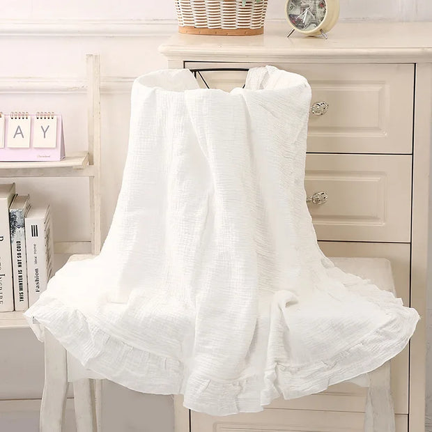 Ruffled Muslin Baby Swaddle Blankets, Organic Cotton, Soft Newborn Infant Bedding & Accessories