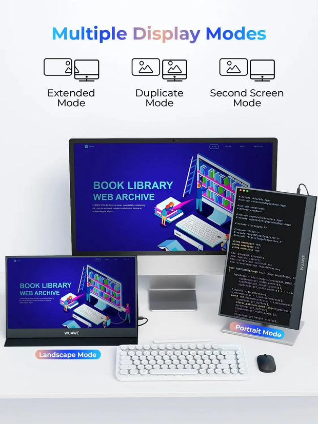 WUAWE 15.6 inch Portable Monitor Laptop, 15.6-inch 1080p72 NTSC 100 sRGB USB C HDMI Travel External Second Computer Screen HDRi - My Variety Superstore 25