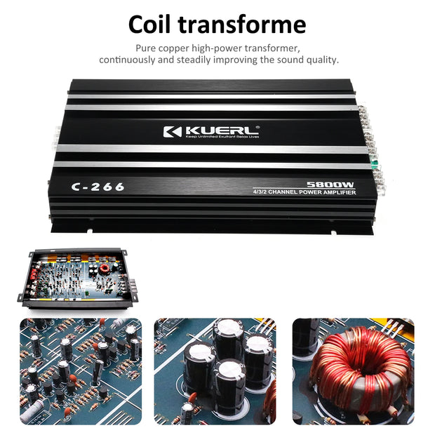 4 Channel Car Audio Amplifier 5800 Watt High Power Ultra Thin Four Way Class A B Amp - My Variety Superstore 25