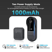 Tuya WiFi doorbell  2-way HD 1080P, microSD/cloud, waterproof, 1000mAh battery, long standby,Wireless Security Camera - My Variety Superstore 25
