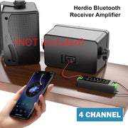Herdio 4 Channel Bluetooth Amplifier 200W Power Output with 24V5A AC DC Power Supply Wall Mount USB MIC AUX for Passive Speakers - My Variety Superstore 25