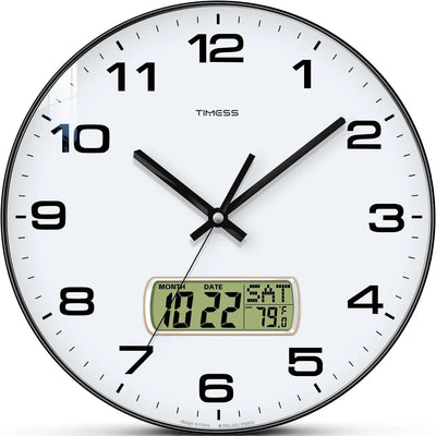 Timess Calendar Wall Clock with Temperature Display, Battery Operated, Minimalist Design - My Variety Superstore 25