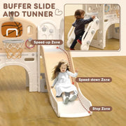XJD 8 in 1 Toddler Slide Set,Kids Climber Slide PlaySet with Basketball Hoop and Ball,Outdoor Indoor Playground for Toddlers 1-3 - My Variety Superstore 25