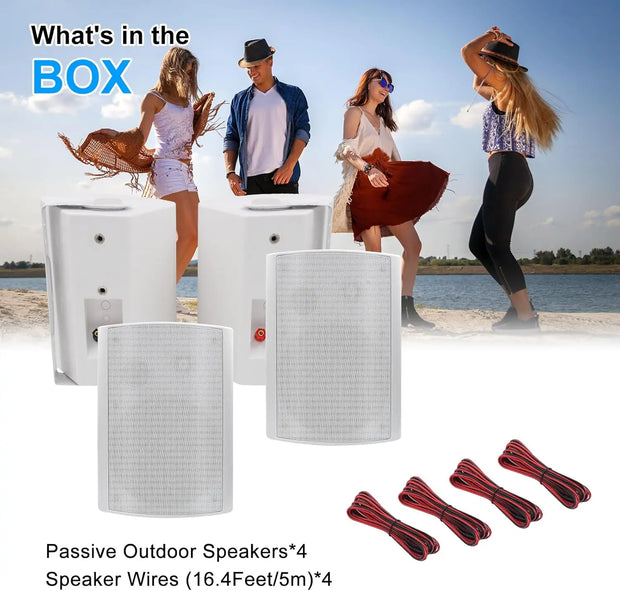Herdio 4PCS 800W 6.5 Inch Outdoor Speakers Wired Waterproof Passive Wall Mount Speakers With Powerful Bass For Home Patio Poolside - My Variety Superstore 25