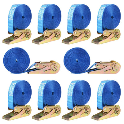 10 X Tension Straps Hard Lashing Straps Ratchet Tension Strap One-Piece 6M x25mm - My Variety Superstore 25