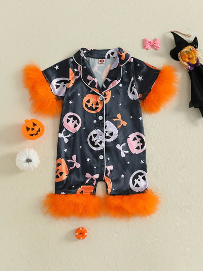 Adorable Fleece Lined Baby Romper With Ghost Hat For Cozy Fun