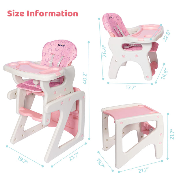 Baby High Chair Foldable  &  2-in-1 with Table Footrest, Detachable Double Tray, Easy to Clean Feeding Detachable Highchair - My Variety Superstore 25