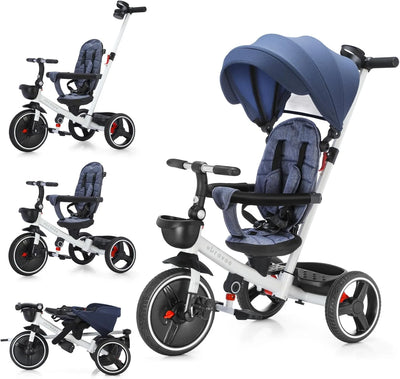 Ubravoo 5-in-1 Baby Tricycle Stroller – Adjustable Canopy, Recline Seat, for Ages 1–5