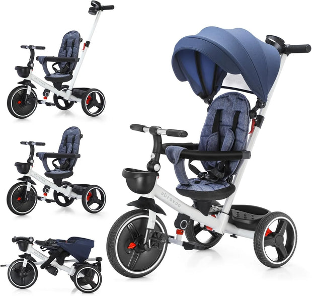 Ubravoo 5-in-1 Baby Tricycle Stroller – Adjustable Canopy, Recline Seat, for Ages 1–5