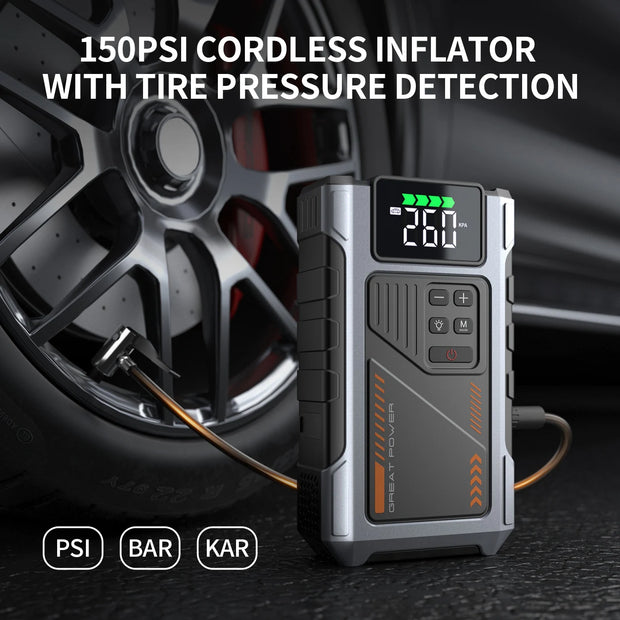 Portable Car Jump Starter With Air Compressor, 3000A Peak(7.5L Gas, 6.5L Diesel) , Jump Starter Battery PackWith150 PSl Tire Inf - My Variety Superstore 25