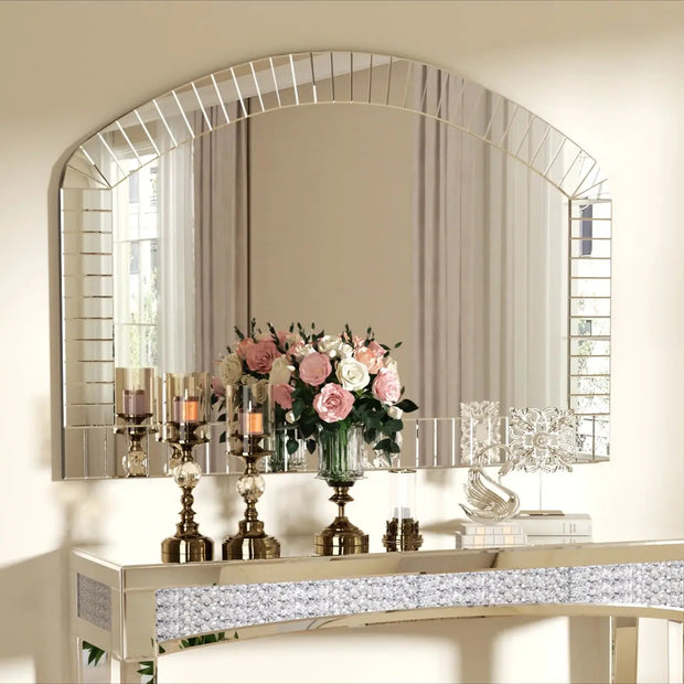 Large Silver Arched Wall Mirror Decorative Venetian Accent Mirror Home Living Room Decor Bling Beveled Edge - My Variety Superstore 25