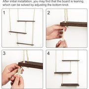 3 Tier Hanging Wall Shelves Boho Decor Rustic Wood Storage Organizer Plant Shelf Floating Display Rack Hanger Easy Install - My Variety Superstore 25