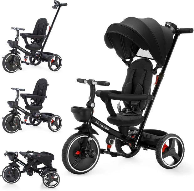 Ubravoo 5-in-1 Baby Tricycle Stroller – Adjustable Canopy, Recline Seat, for Ages 1–5