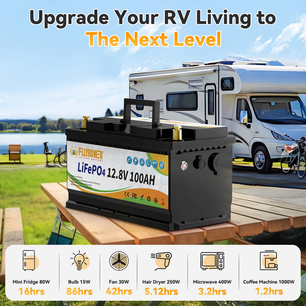12V 100Ah LiFePO4 Battery Pack With 100A BMS For RV Boat Motors Inverter Solar Power