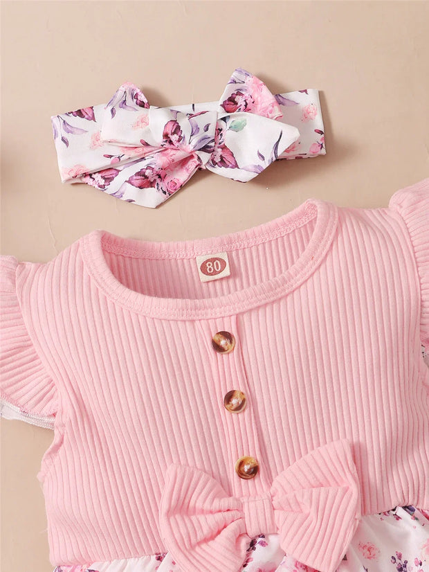 Lovely Floral Romper Set With Headband All Day Comfort