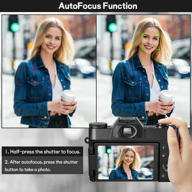 Compact Digital Photography Camera 4K WIFI Webcam Retro Vlog Recorder YouTube 64MP Camcorder 3 Inch Flip Screen Wide Angle Lens - My Variety Superstore 25