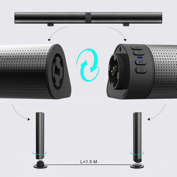 Home Theater 3D Stereo Surround Wireless Speaker Multi-Function Subwoofer Soundbar Foldable Split Support for TV and PC - My Variety Superstore 25