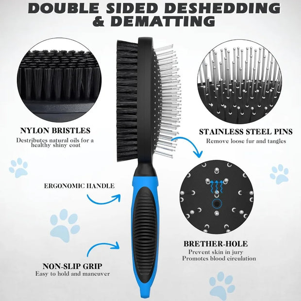 2PCS Dog Grooming Tools - Double-Sided Bath Brush for Shedding and Bathing, Suitable for Short/Long Haired Dogs - My Variety Superstore 25