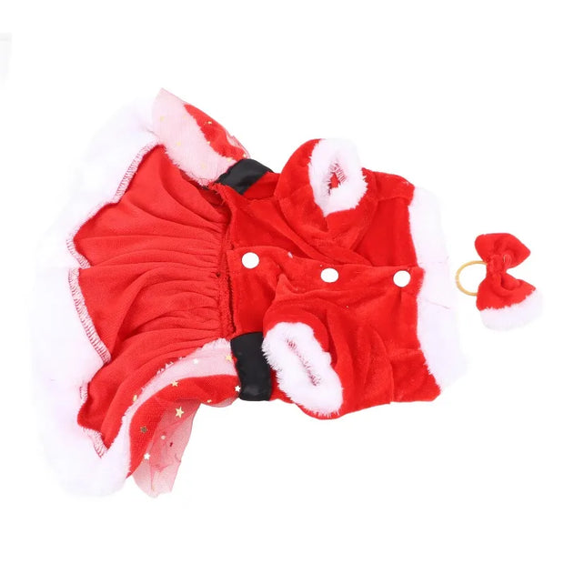 Bold Father Christmas Pet Costume With Bow Enduring Delight
