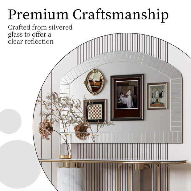 Large Silver Arched Wall Mirror Decorative Venetian Accent Mirror Home Living Room Decor Bling Beveled Edge - My Variety Superstore 25