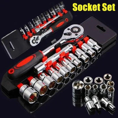 1/4" Ratchet Socket Wrench Set Drive Sockets Set Extension Rod Multi-function Ratchet Spanner Car Motorcycle Repair Hand Tool - My Variety Superstore 25