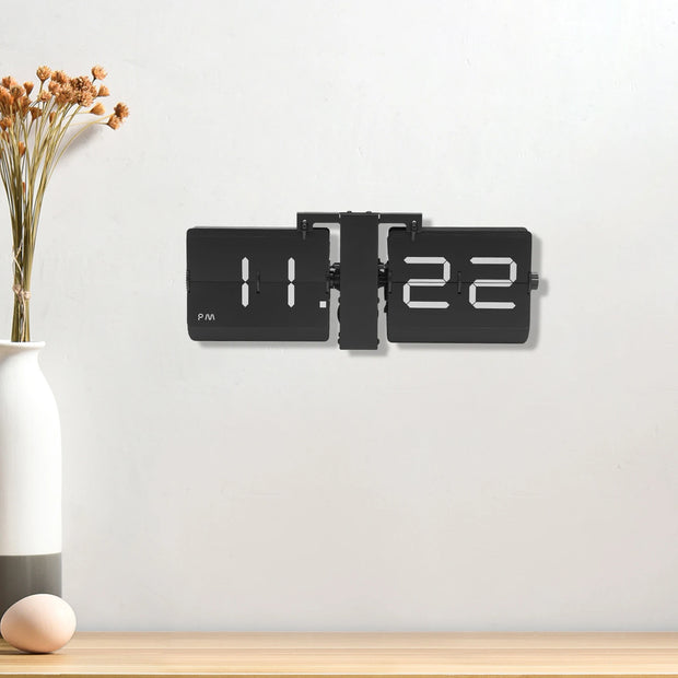 Retro Flip Clock Digital Display Battery Operated Wall and Tabletop Flip Clock Large Black Vintage Style Clock 12 Hour AM PM - My Variety Superstore 25