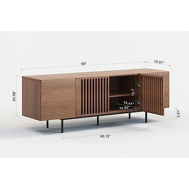 Wood TV Stand 65-Inch Flat Screen Television with Storage Mid Century Entertainment Center Rustic Design Sturdy Construction 4 - My Variety Superstore 25