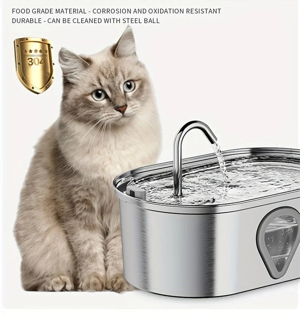 3.5L large capacity pet water dispenser automatic stainless steel cat water fountain with LED Lighting - My Variety Superstore 25