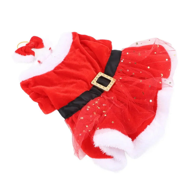 Bold Father Christmas Pet Costume With Bow Enduring Delight