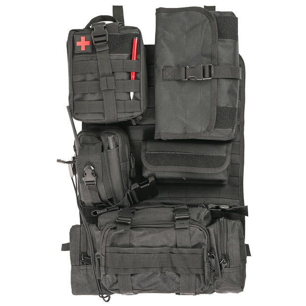 Car Seat Back Molle Organizer Tactical with 5 Molle Pouches Universal Vehicle Panel Protector Storage Bag Cover