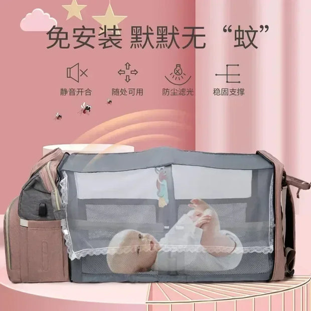 Amazing Mommy Backpack With Folding Crib For Easy Travel