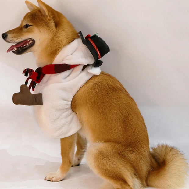 Festive Pet Costume Standing Snowman Keeps Pets Cozy