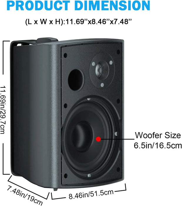 Herdio 4PCS 800W 6.5 Inch Outdoor Speakers Wired Waterproof Passive Wall Mount Speakers With Powerful Bass For Home Patio Poolside - My Variety Superstore 25