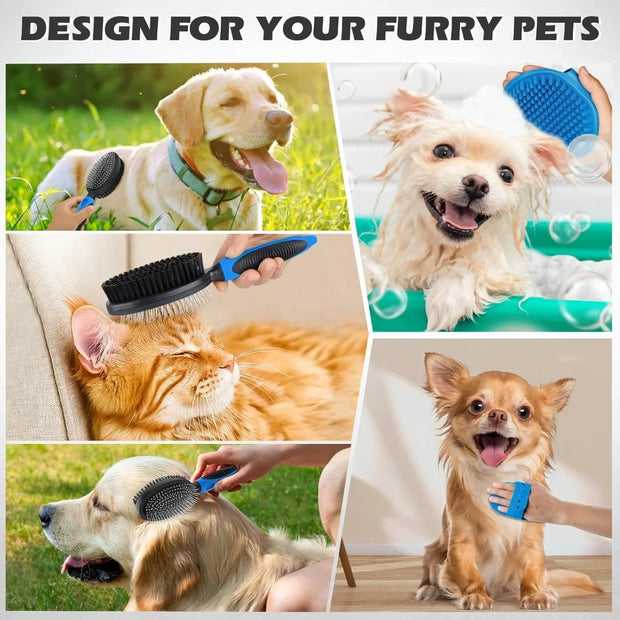 2PCS Dog Grooming Tools - Double-Sided Bath Brush for Shedding and Bathing, Suitable for Short/Long Haired Dogs - My Variety Superstore 25