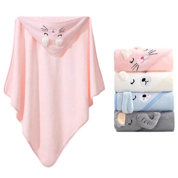 Dreamy Cartoon Animal Hooded Baby Towel Keeps Baby Cozy