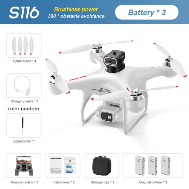 S116 MAX Drone Professional with 3 Batteries 8K Dual Camera Optical Flow Brushless 360° Obstacle Avoidance WIFI FPV RC Dron Toys - My Variety Superstore 25