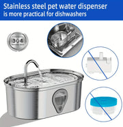 3.5L large capacity pet water dispenser automatic stainless steel cat water fountain with LED Lighting - My Variety Superstore 25