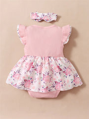 Lovely Floral Romper Set With Headband All Day Comfort