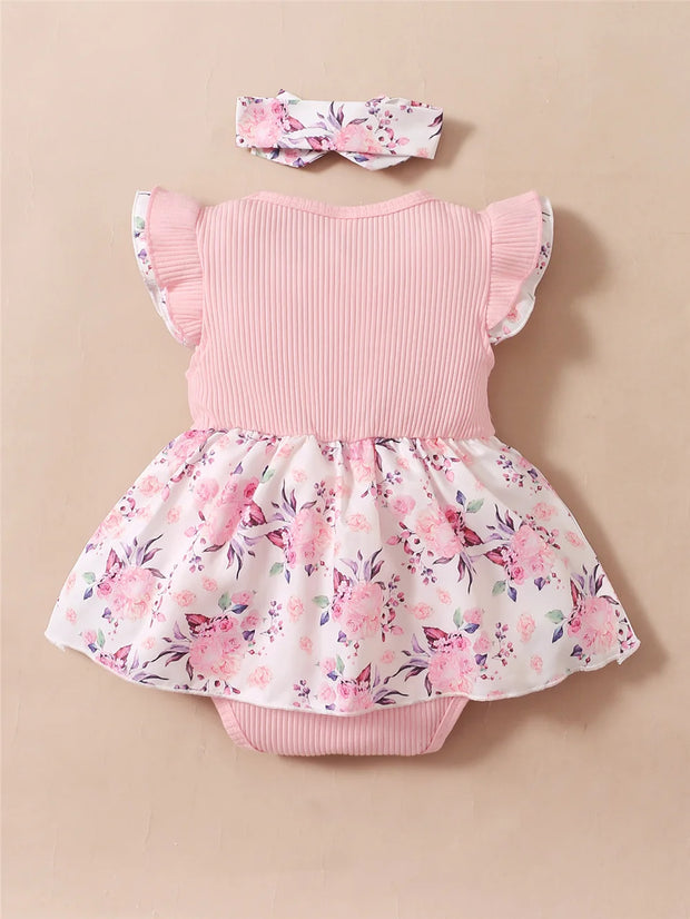 Lovely Floral Romper Set With Headband All Day Comfort