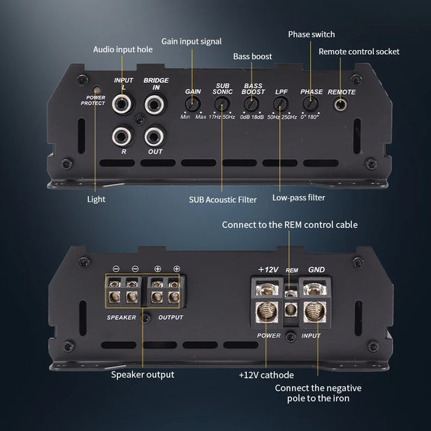 Car Max 1500W Single Channel Car Audio Amplifier Class D High Power Low Distortion Smooth Sound Quality - My Variety Superstore 25
