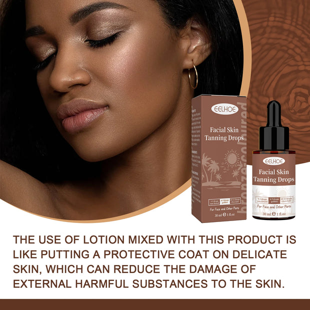 Tanning Face Serum for Body and Face Dark Bronzer Self Tanning Drops Moisturizing Fine Line Repair with Aloe Vera and Jojoba Oil