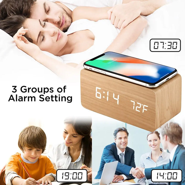 Elegant LED Alarm Clock With USB Charging For Easy Mornings