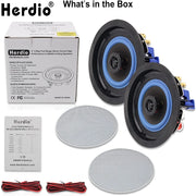 Herdio 4 Inch Ceiling Mounted Waterproof Speaker for Bathroom Kitchen Living Room and Office - My Variety Superstore 25