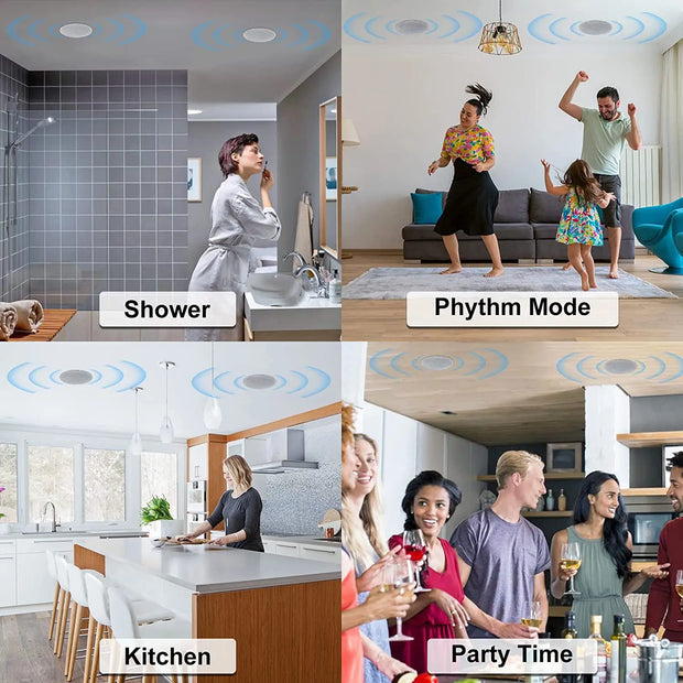 Herdio 4 Inch Ceiling Mounted Waterproof Speaker for Bathroom Kitchen Living Room and Office - My Variety Superstore 25
