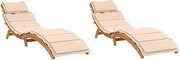 Modern Cream White Sun Loungers with Cushions – Foldable Solid Acacia Hardwood for Outdoor