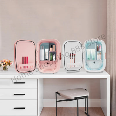 12L Beauty Fridge for Cosmetics Storage White Pink Compact Skincare Refrigerator Cooling and Heating for Makeup Skincare Products