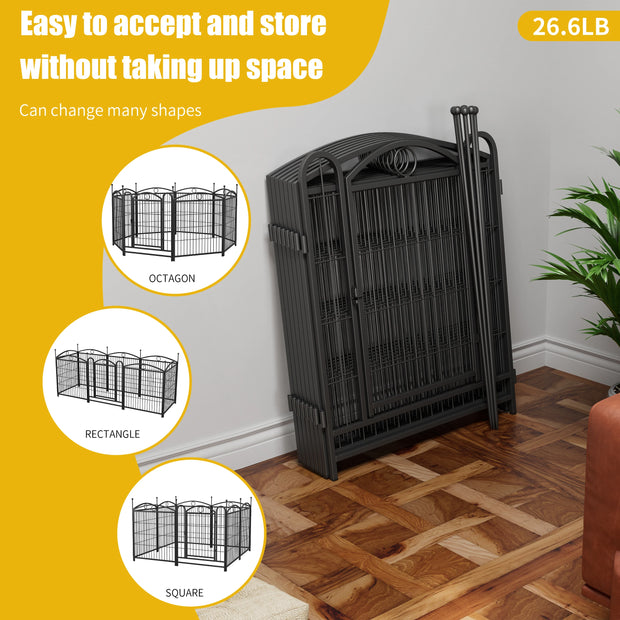 Dog Playpen Indoor 32 inch 8 Panels Metal Dog Pen Pet Dog Fence Outdoor Exercise Pen with Doors, Heavy Duty Dog Fence Puppy Pen - My Variety Superstore 25