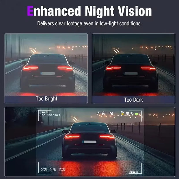 Car DVR 3 Channel Dash Cam 4K Video Recorder WIFI APP Front and Rear View Camera Night Vision Car Accessories - My Variety Superstore 25